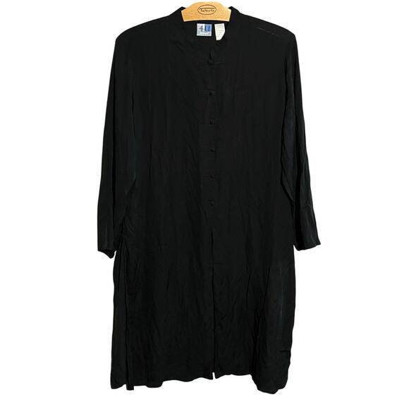 Luxurious 4U Black Silk Tunic Dress Mandarin Style Size 3X - Picture 1 of 4